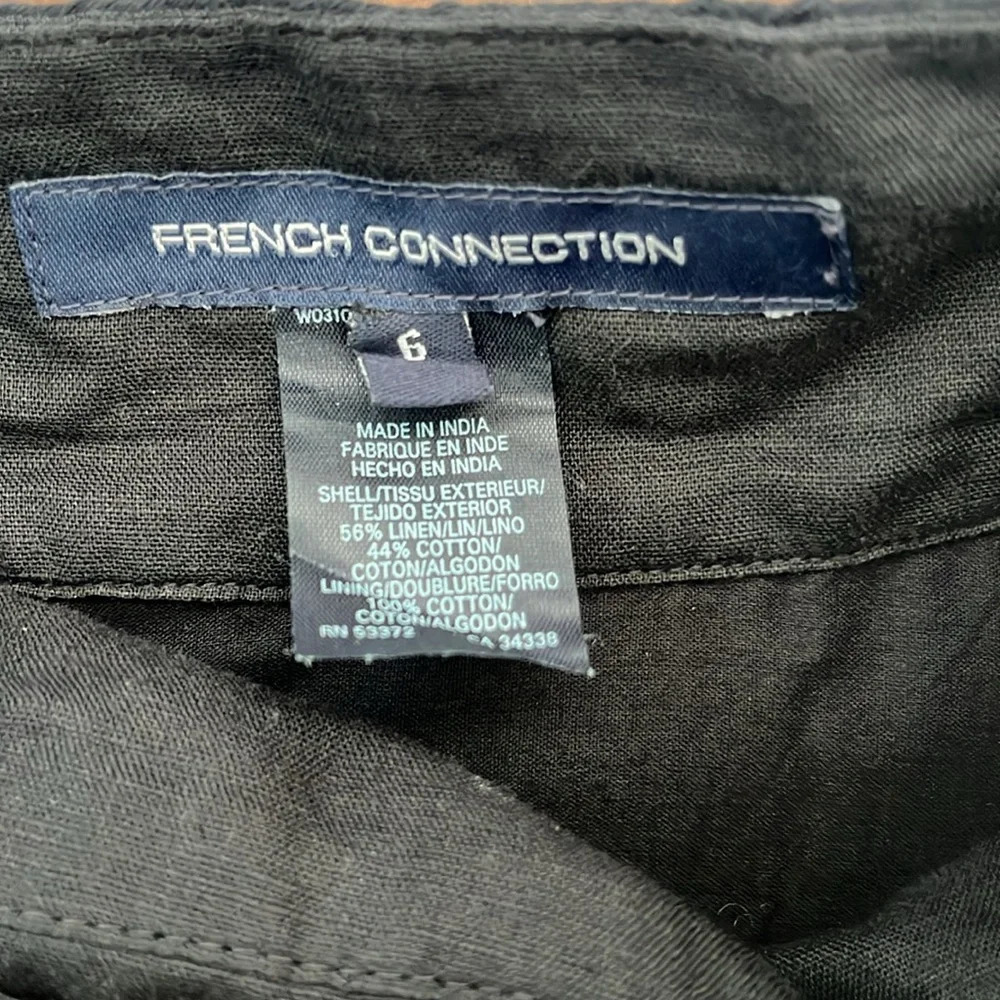 French Connection Black Ivory Linen Blend Embroidered Sweetheart Halter Dress 6 - Picture 9 of 9